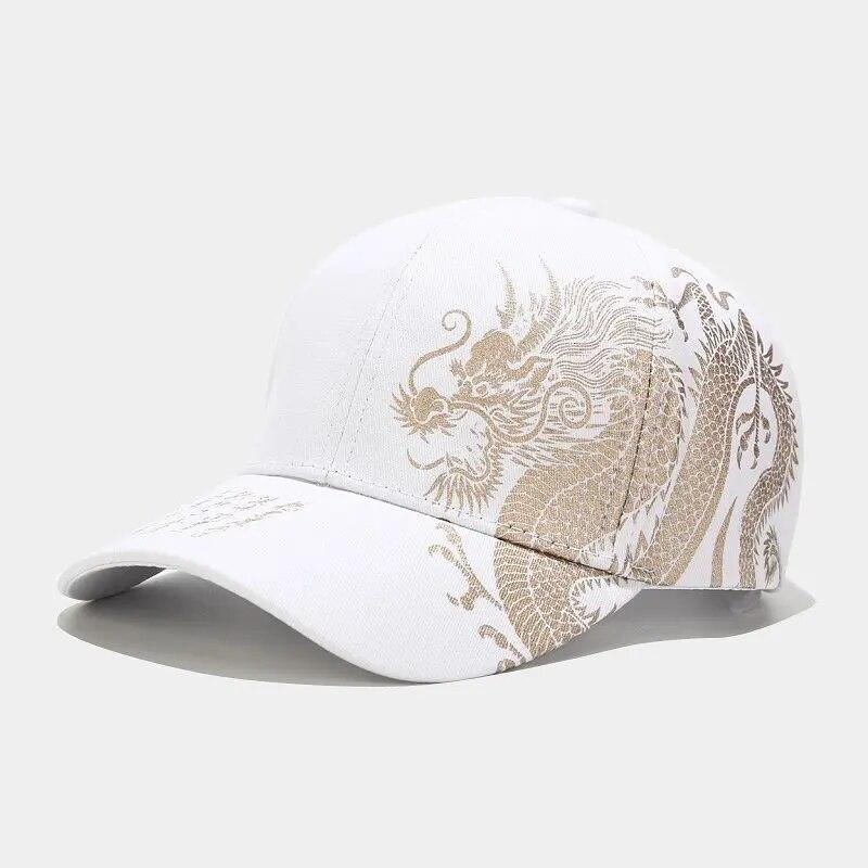 Baseballkappe mit Drachenmuster im chinesischen Stil für Männer und Frauen, vielseitige National Tide Kappe, Hip Hop Hip Hop Skateboarding, cool Adjustable beige
