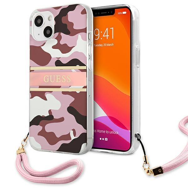 Guess Guhcp13Skcabpi Iphone 13 Mini 5,4 Różowy/Pink Hardcase Camo Strap Collection