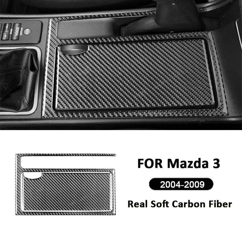 For Mazda 3 2004-2009 Carbon Fiber Car Center Storage Box Panel Water Cup Holder Trim Cover Decoration Sticker Auto Accessories nero