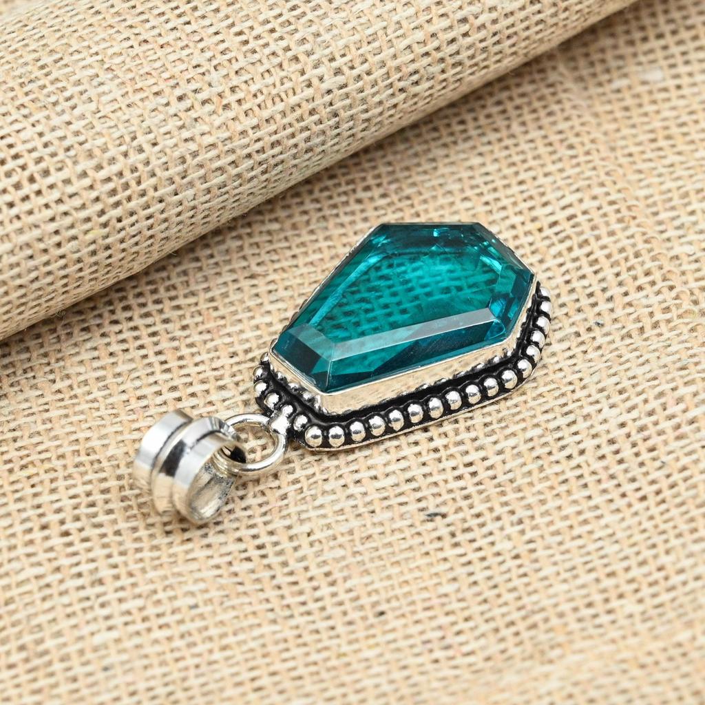Indicolite Tourmaline Gemstone Solid 925 Sterling Silver Dazzling Pendant Jewelry