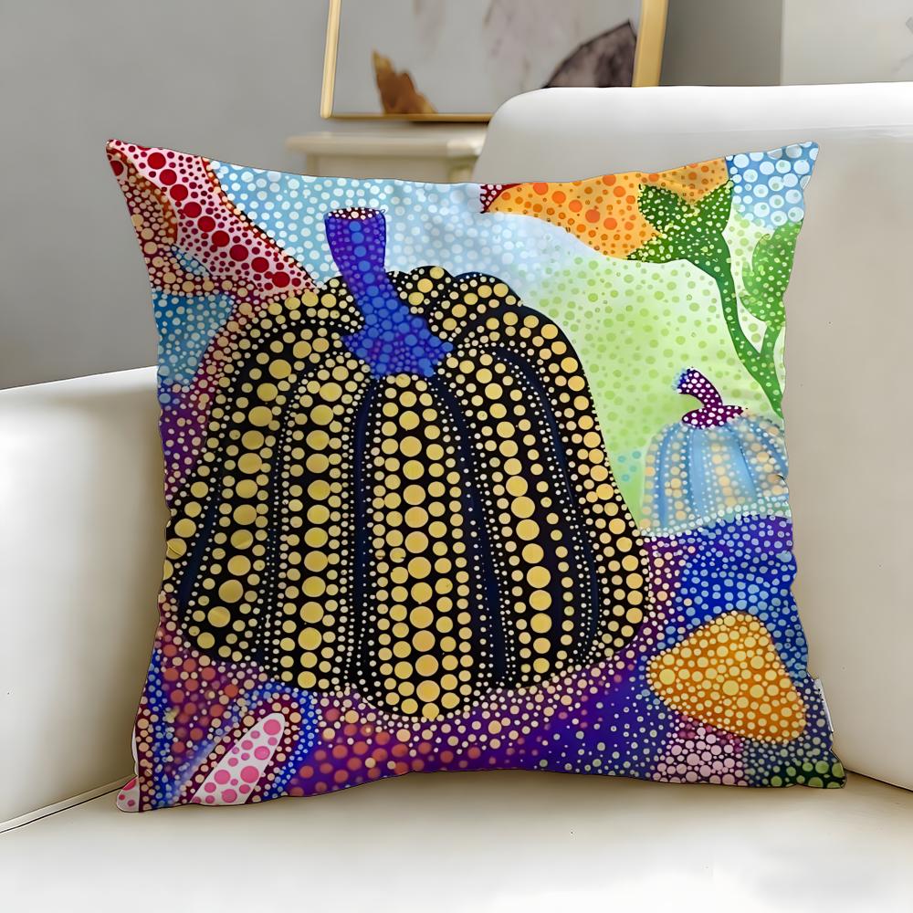 classic artist Yayoi Kusama Cushion Cover Soft & Easy-Wash Pillow Case – Versatile for Couch, Bed, Travel and Office