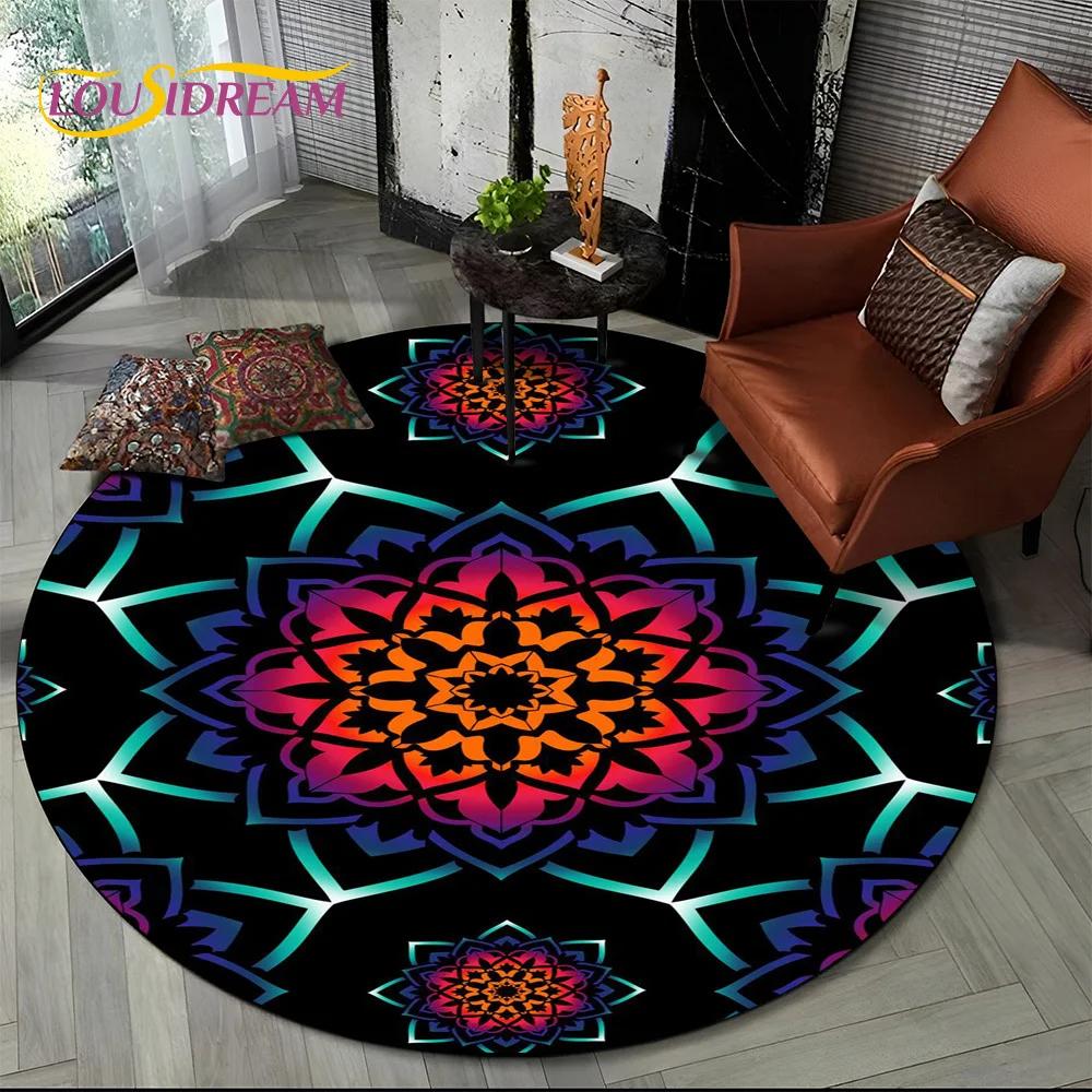 3D Mandala Meditation Nature Spirit Yoga Bohemia  Round Carpet Rug for Living Room Bedroom Child Decor,Pet Area Rug Non-slip Mat