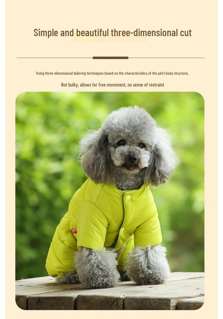 British Style Waterproof Cotton Coat for Small Dogs - Warm Four-Legged Winter Clothing for Pomeranians and Teddy Breeds