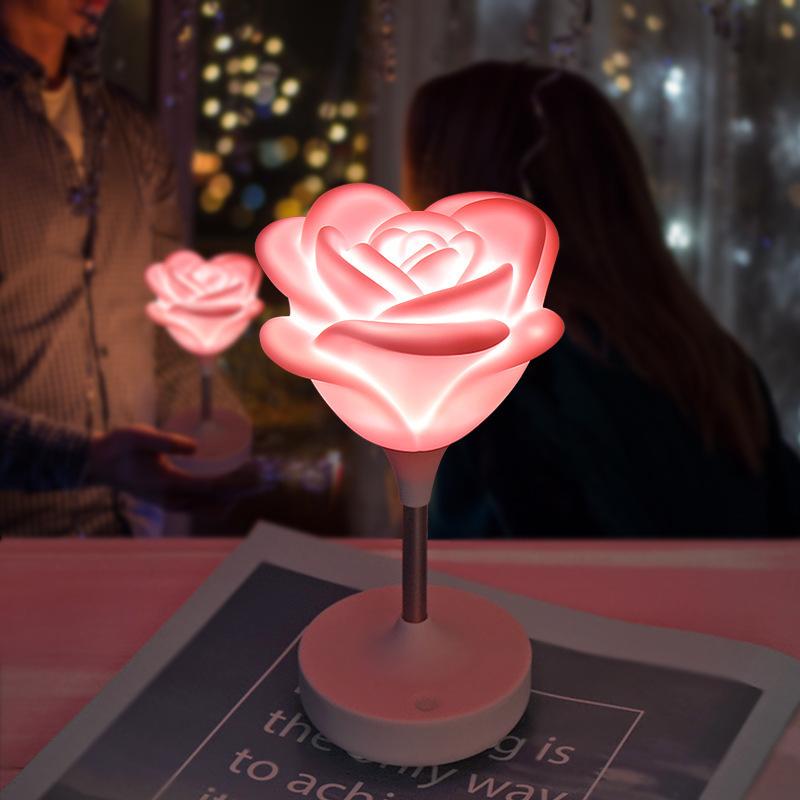 1 Stück Romantische Atmosphäre Rosen-Nachtlicht USB-Aufladung Touch Drei-stufige Dimmfunktion LED-Blumen-Nachtlicht Geschenk für Verliebte