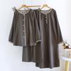 Women's Forest Floral Cotton Pajama Set - Long-Sleeve Gauze Cardigan, Sweet & Loose Nightgown for Spring & Autumn.