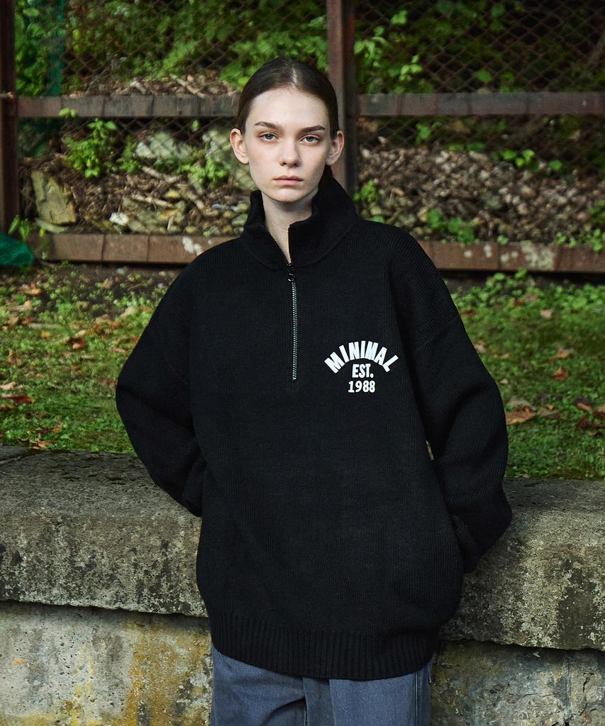 MINIMALPROJECT Half-Zip Turtleneck Knit Mnt115 [Black]