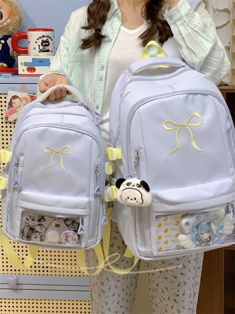 Mädchenrucksack mit gestickter Schleife und Nylon für die Schule