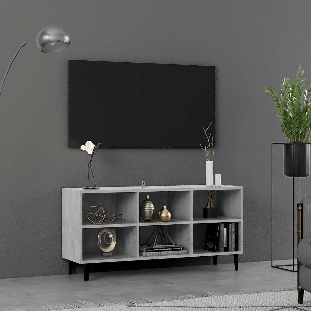 TV Stand with Metal Legs Concrete Grey 103.5 x 30 x 50 cm