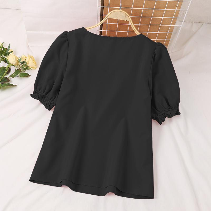 

VONDA Летние женские квадратные V-образные вырезы с короткими рукавами, однотонные повседневные блузки 5XL