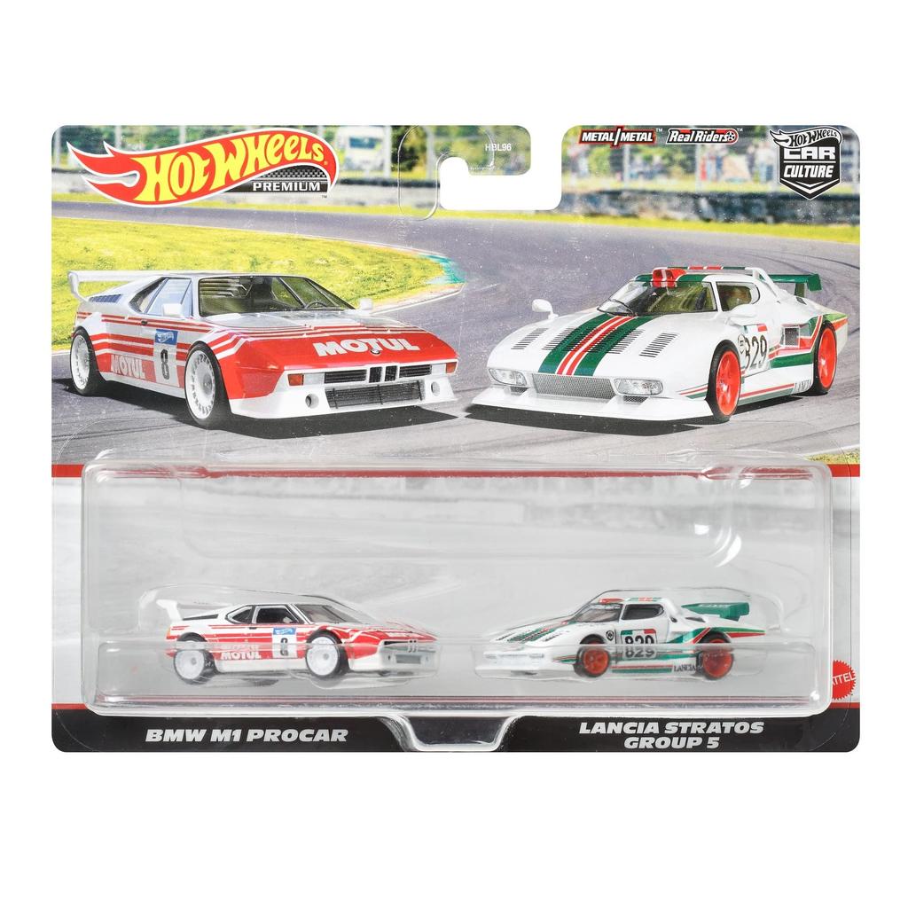 Hot Wheels Premium BMW M1 Procar Lancia Stratos Group 5 HFF30 2-Pack / (Ages 3+) Green/Red 1/64