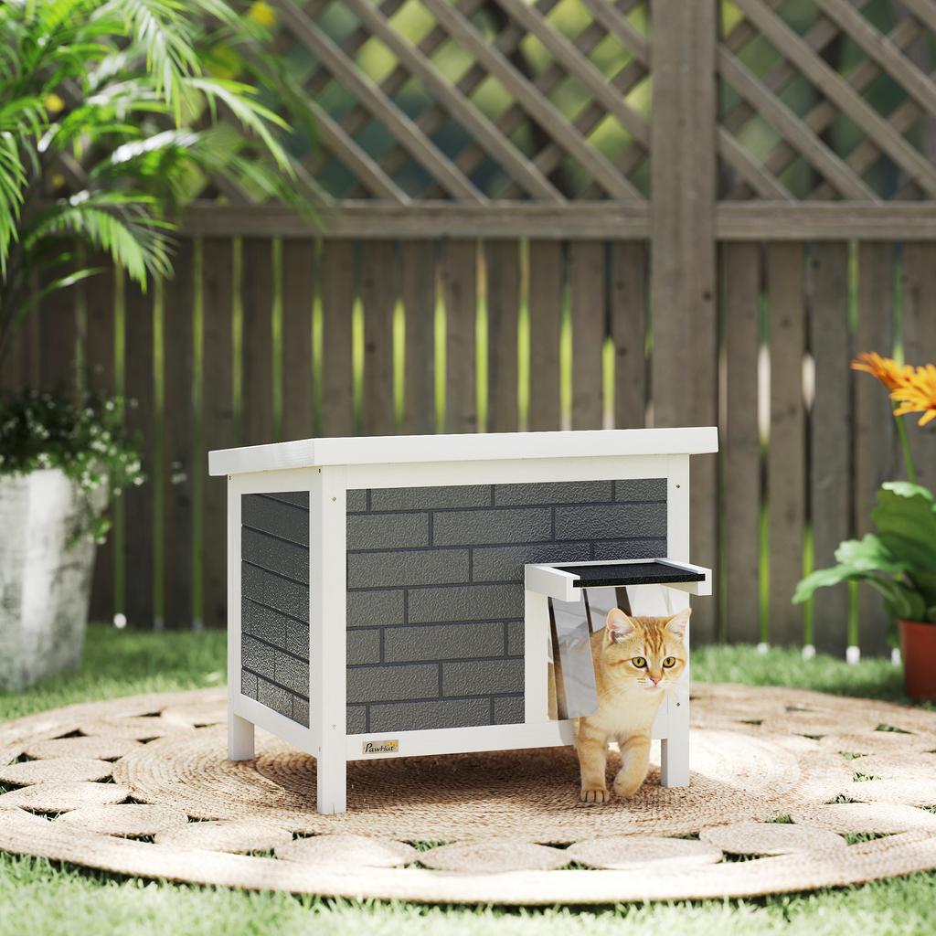 Outdoor Cat House Insulated with Openable Roof, Weatherproof Feral Cat Shelter for Rabbits, Cats, Grey
