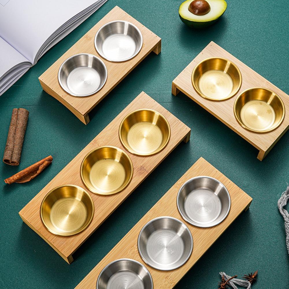 2/3 Grids Dipping Bowl Stainless Steel Seasoning Tray Durable Condiment Container  Restaurant