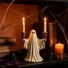 Cute Ghost Figurine Candle Holder for Halloween, Resin Tealight Candlestick, Taper Halloween Decoration Home Table Decor & Spooky Atmosphere Accessory