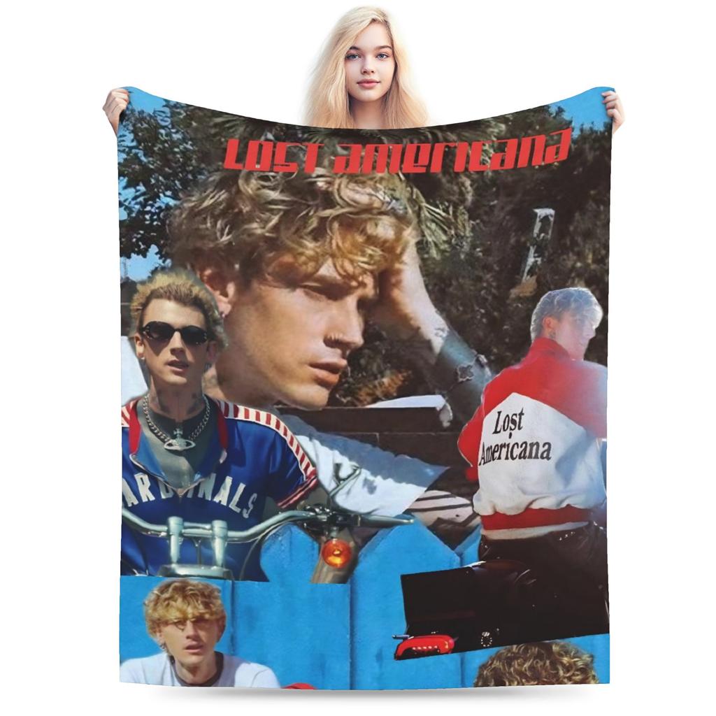 Nová MGK Lost Americana Tour - Lehká tenká flanelová deka, útulná přehozová deka, pratelná v pračce
