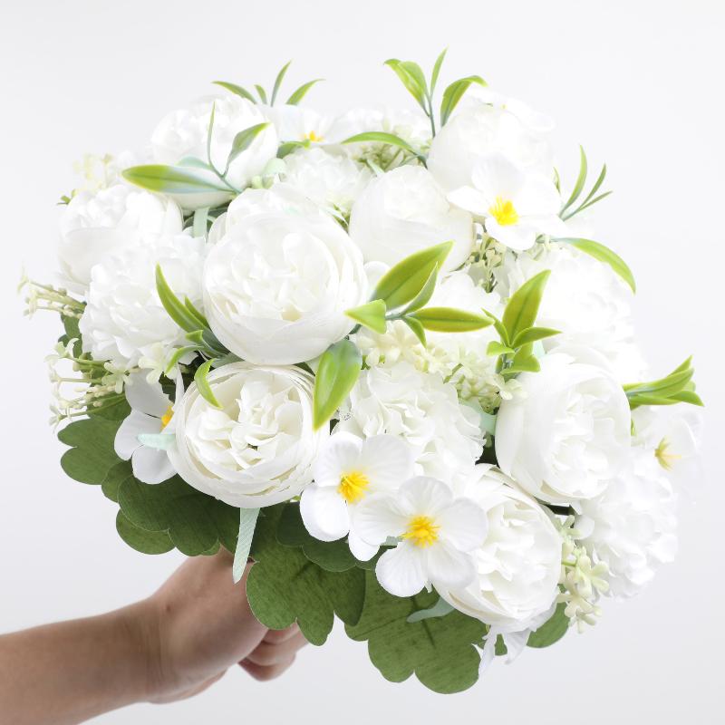 1Pc Artificial Flowers Wedding Home Bedroom Decoration Bridal Bouquet Garden Fake Silk Roses Hydrangeas Vase For Board Outdoors