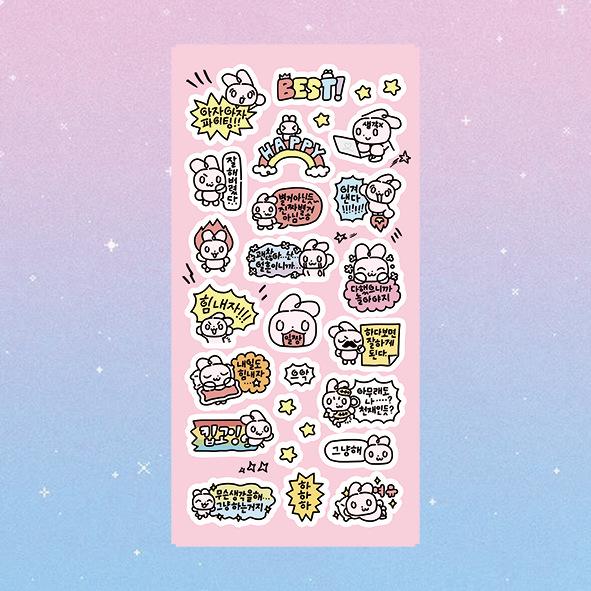 Korean Graffiti Rabbit Stickers: Cute DIY Decorative Korean Style for Journals