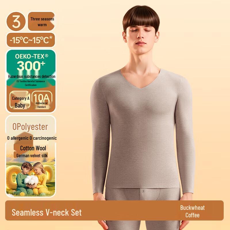 

Men s Thermal Wool-Silk Blend Underwear Set L