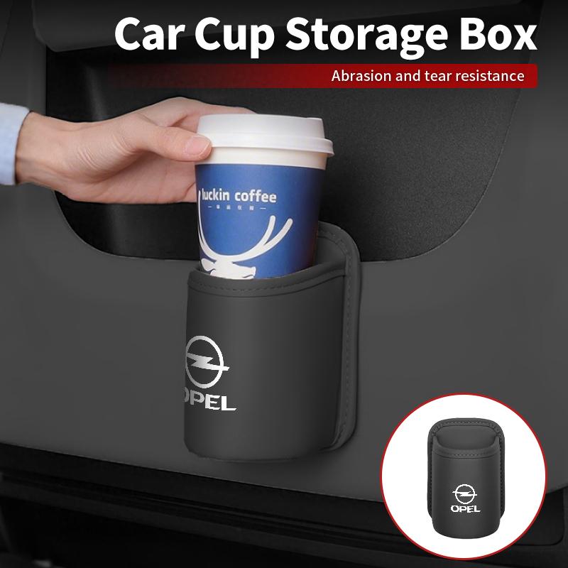 Car Door Water Cup Holder Back Seat Drink Rack Leather Storage Box For Opel Corsa Astra Insignia Grandland Vivaro Antara Ampera AU7
