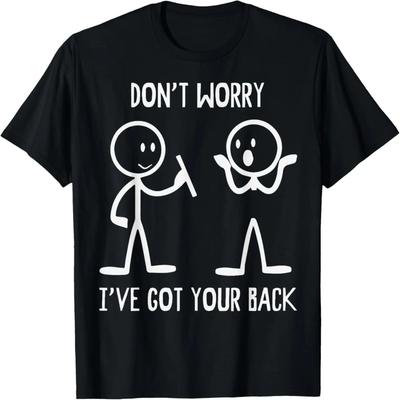 Strichmännchen Lustig Rücken Grafik Neuheit Sarkastisch T-Shirt T-Shirt
