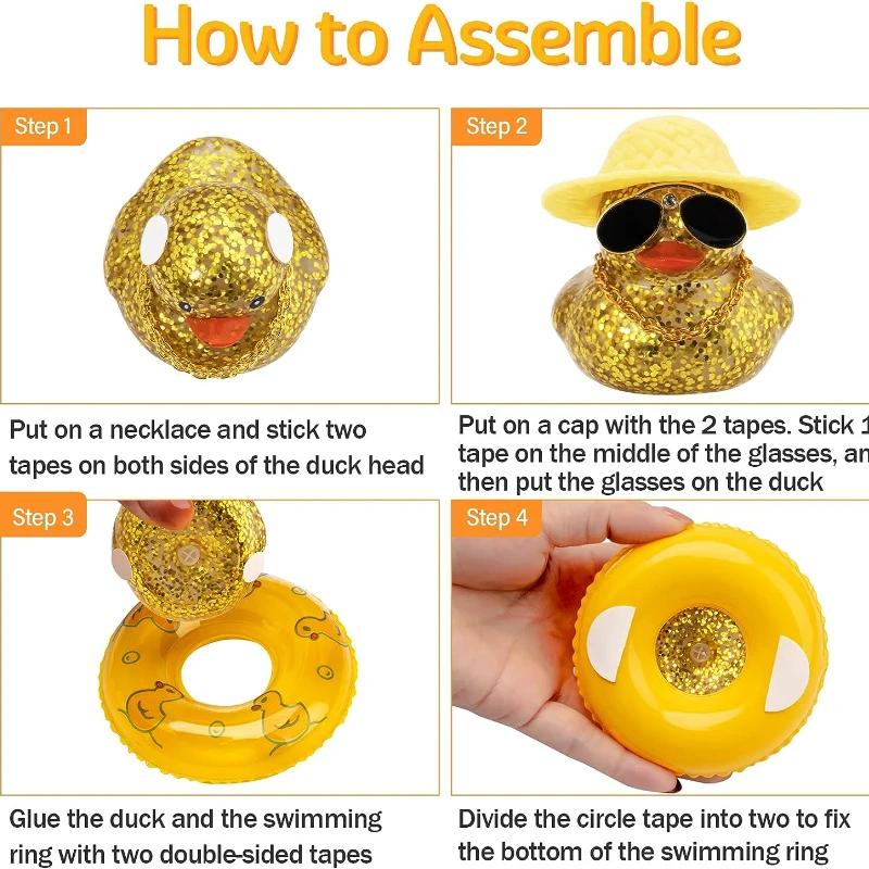 1pc Swimming Ring Little Yellow Duck Design Car Ornament, Car Dashboard Decoration Car Interior Decoration Accessories