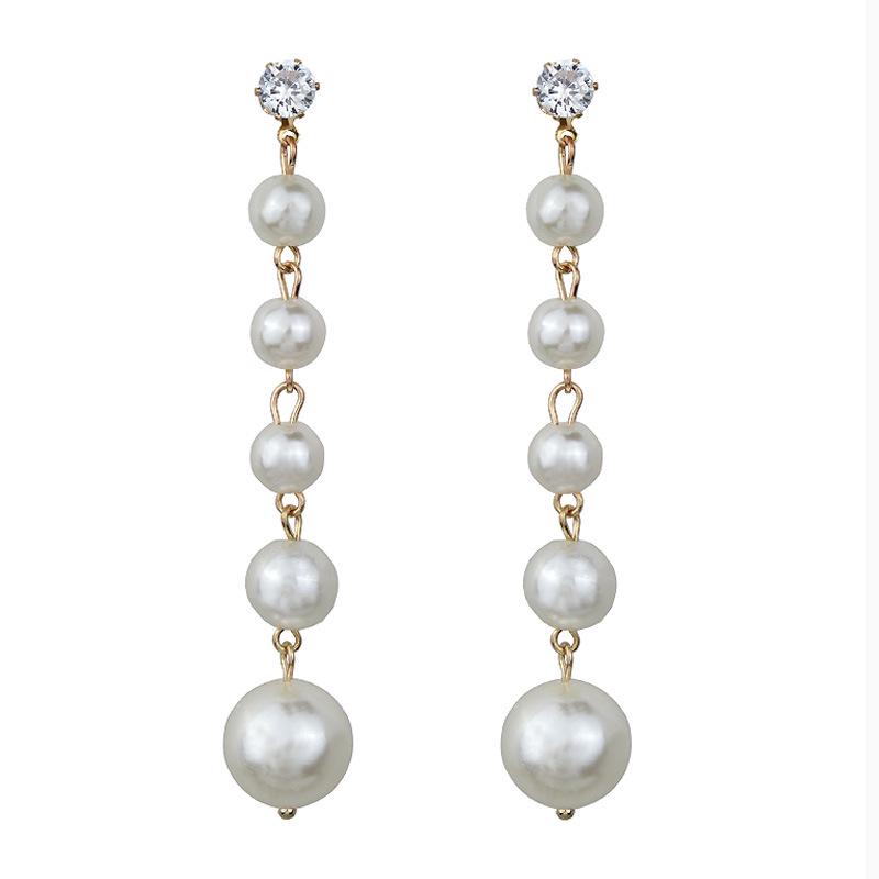 New Fashion Elegant Pearl Long Earrings Style Large Imitation Pearl Pendant Earrings Suitable For Wedding Party Gifts Brincos