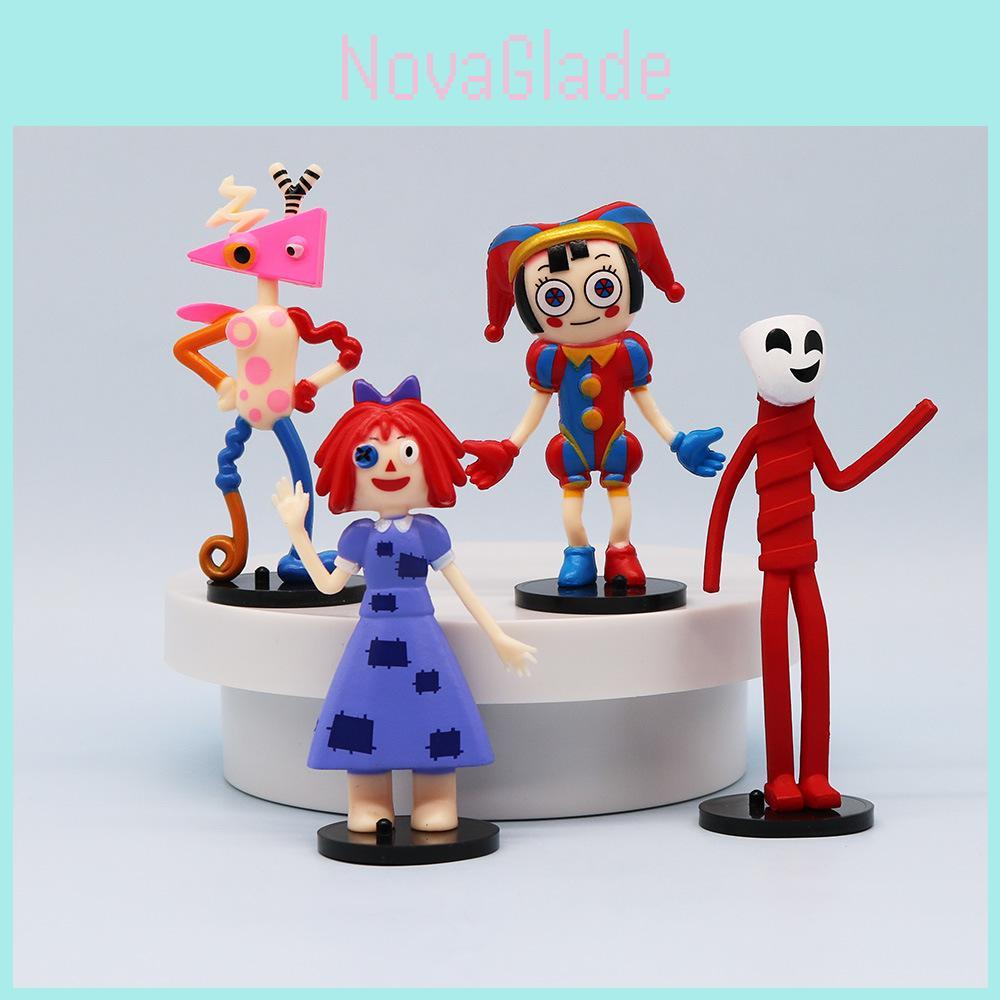 Colorful Magical Circus Cartoon Figure Set Pvc Material 8 Pieces Rabbit Clown Cake Decor