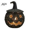 Handmade Fall Decor Handwoven Halloween Pumpkin Basket, Spooky Candy Storage Basket with Lid, Vintage Wicker LED Lantern for Light Up Candle