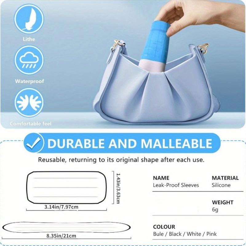 4pcs, Silicone Leak Proof Sleeves for Travel Container in Luggage, Reusable Accessory for Travel Toiletries Bag