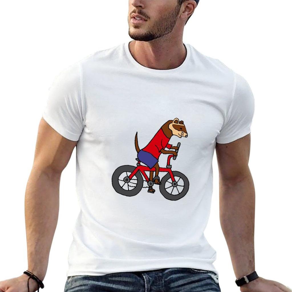 Funny Ferret Riding Bicycle Art Tshirt Unisex T Shirts Graphic Essential T Shirt Tshirt