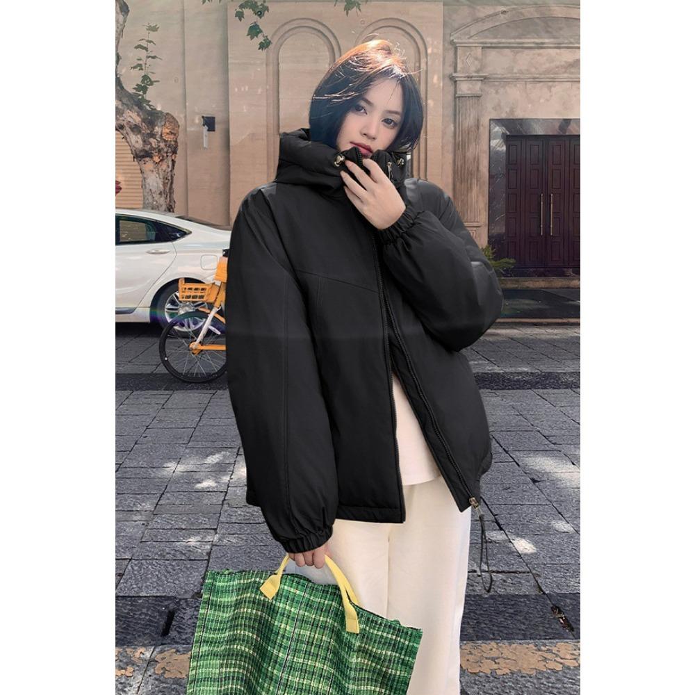 

Повседневная куртка с капюшоном женская осенне-зимняя новая бейсбольная куртка маленькая короткая пуховая хлопковая куртка 2XL светло-серый