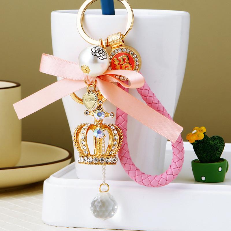 Exquisite Metal Crown Tassel Keyring With Stunning Crystal Embellishments Perfect For Special Occasions