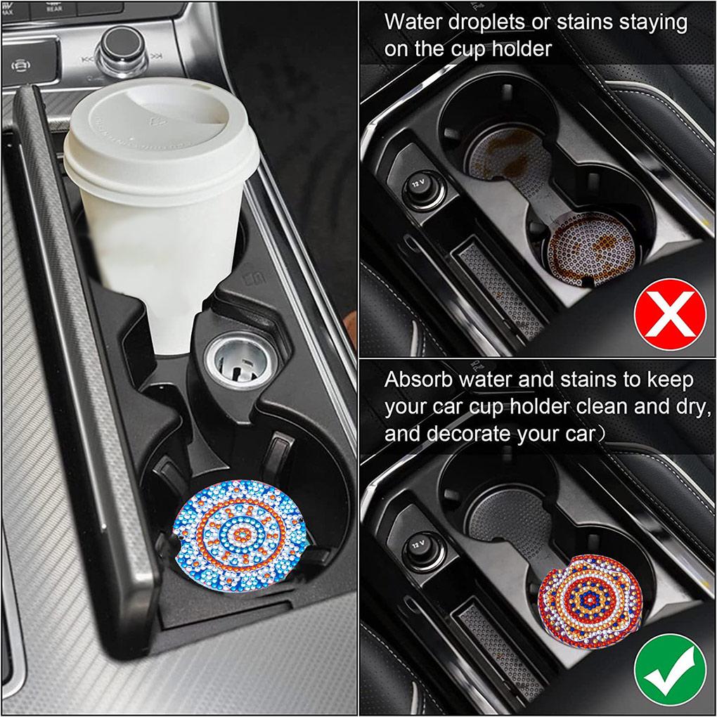 6 Pieces Crystal Car Coaster Rhinestone Coffee Milk Tea Cup Bottle Placemat Interior Automotive Portable Pad Round Mat