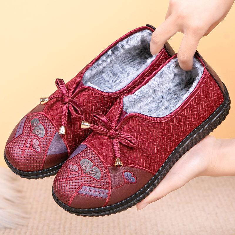 Fleece and Thickened Warm Cloth Shoes, Women's Cotton Shoes, Soft-soled Anti-slip Cotton Boots