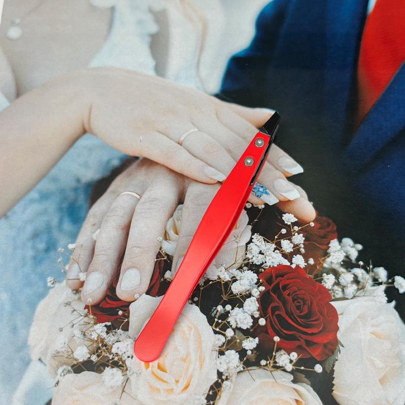 Precision Ceramic & Stainless Steel Angled Tweezers & Comb for Eyebrows & Eyelashes