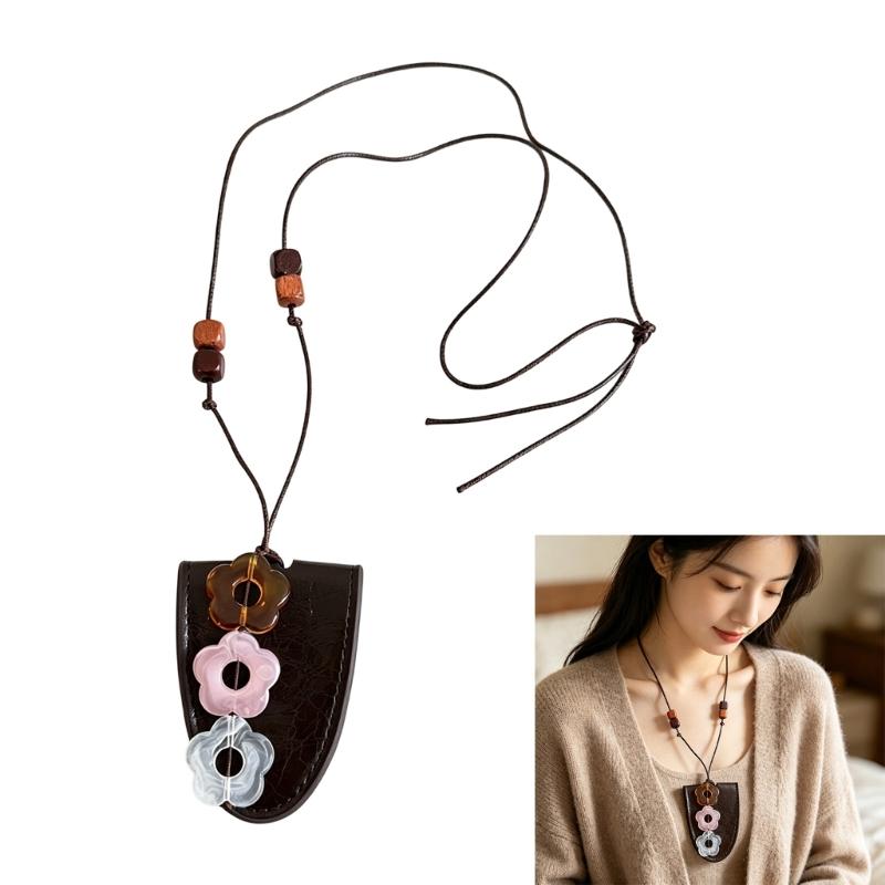 Adjustable Eyeglass Holder Necklace PU Leather Glasses Pendant Accessory for Commuting, Reading and Everyday Carry