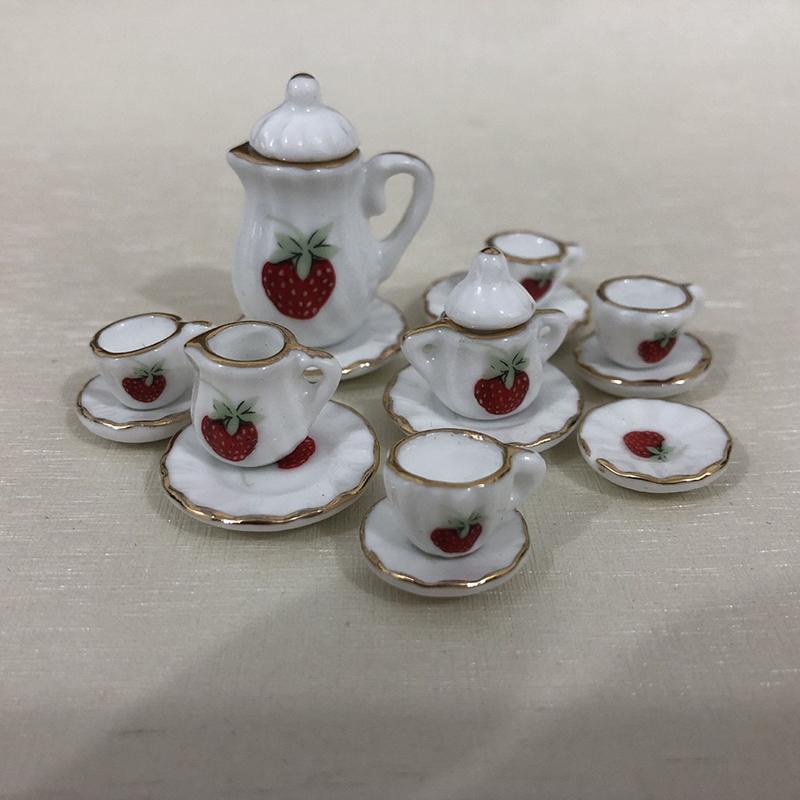 1 Set Miniature Tableware Pretend Play Toy 1:12 Dollhouse Mini Kitchen Ceramic Tea Cup For Doll Accessories
