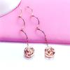 Exquisite Russian 585 Purple Gold Shiny Copper Coin Wavy Earphone Women'S Fashion Temperament Colored Gold Plated With Rose Gold