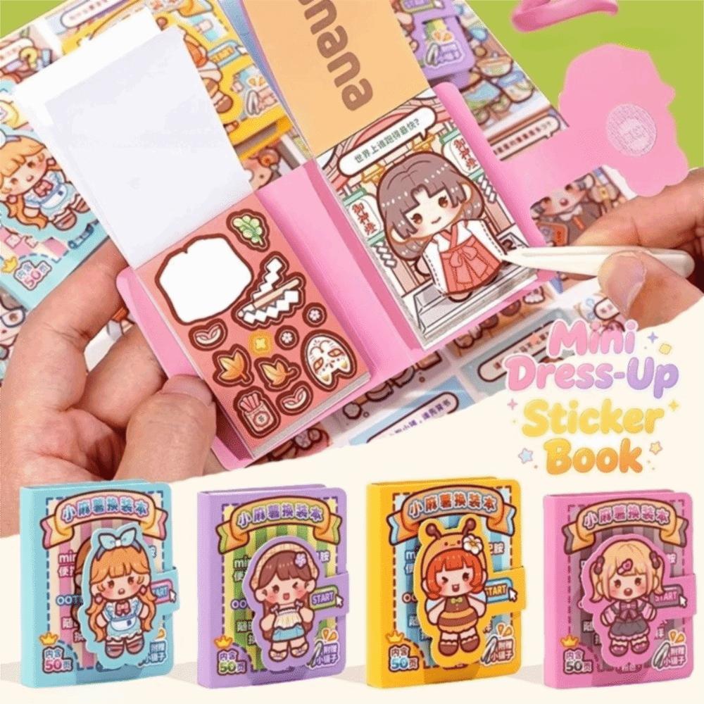 Self Adhesive Mini Dress-Up Sticker Book Pre-Cut Stickers Outfit Sticker Book Journaling