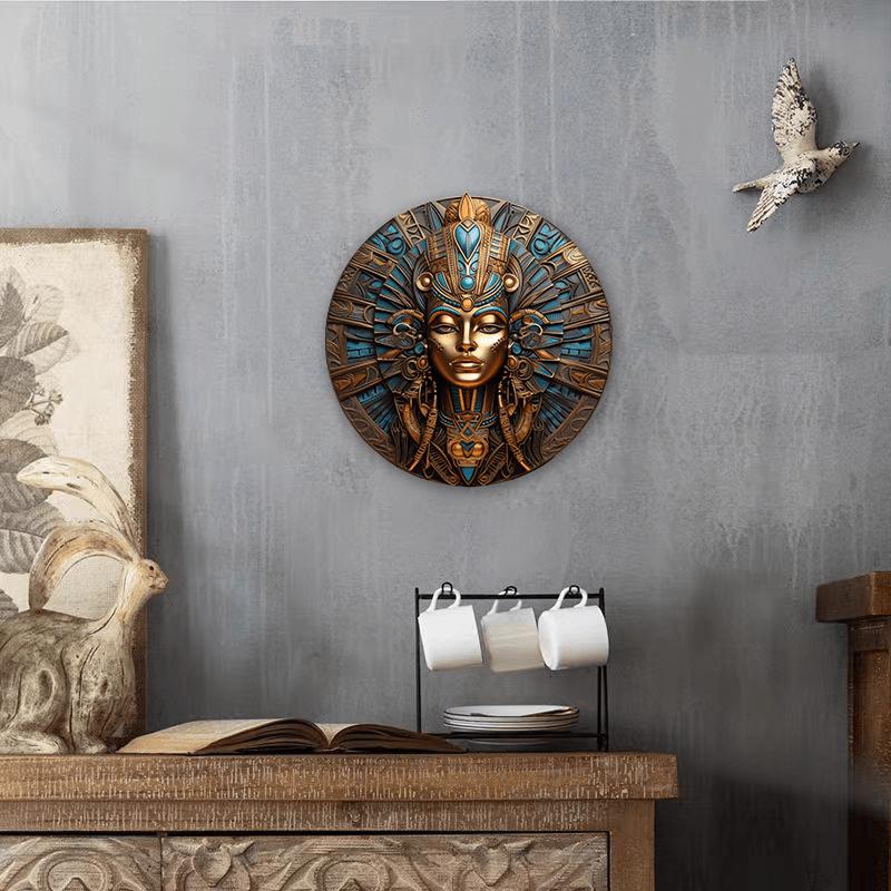 Wooden Character Relief, Painted Circular Flower Wreath, Dormitory Home, Corridor Decoration, Retro Fashion, Mother's Day Gift