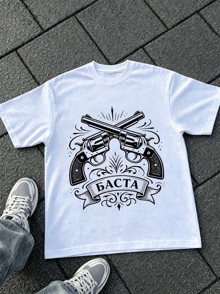 White Oversized T-Shirt with Basta Print