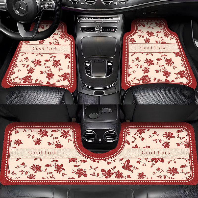 New Chinese-Style Car Floor Mats, Universal, Dirt-Resistant, Earthy Red, with a Sense of Atmosphere, Can Be Cut, Diatomaceous Earth Car Carpet Mats