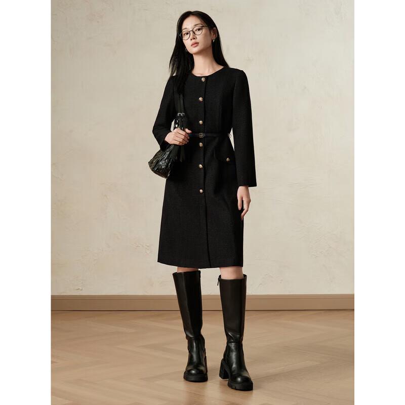 

JiuZi AnnaKou Elegant Floral Black A-Line Midi Dress XL