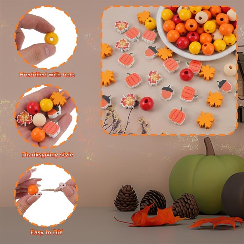 User Friendly Wooden Beads Set Thanksgiving Decoration Handmade Craft Easy Assembly Holiday Beads For Festival Projects
