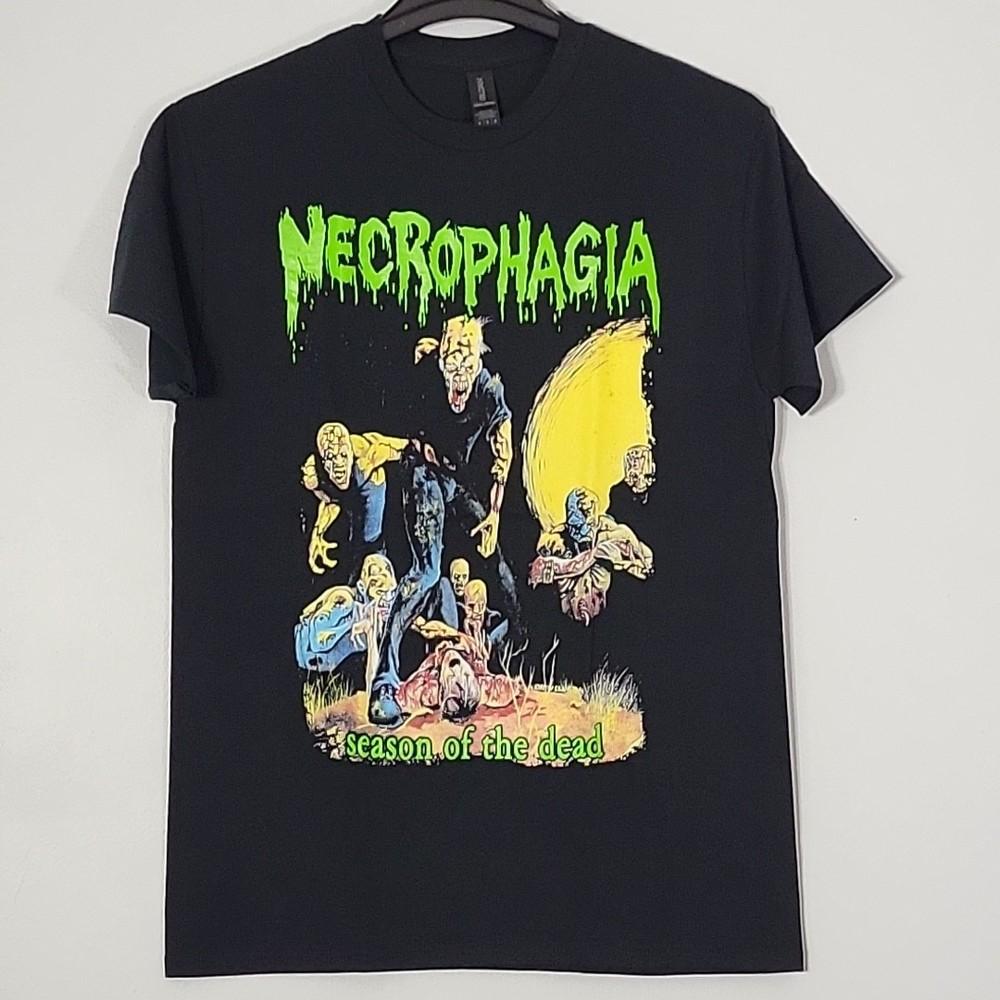 NECROPHAGIA Season Of The Dead M MEDIUM T-Shirt Black Mens Band Logo Unisex T-Shirt XXXL