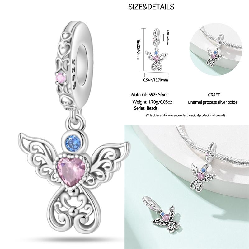 Copper Classic Purple Retro Heart Shape Lotus Angel Pattern Charms Beads Fit Necklace Bracelets Pendant Diy Jewelry