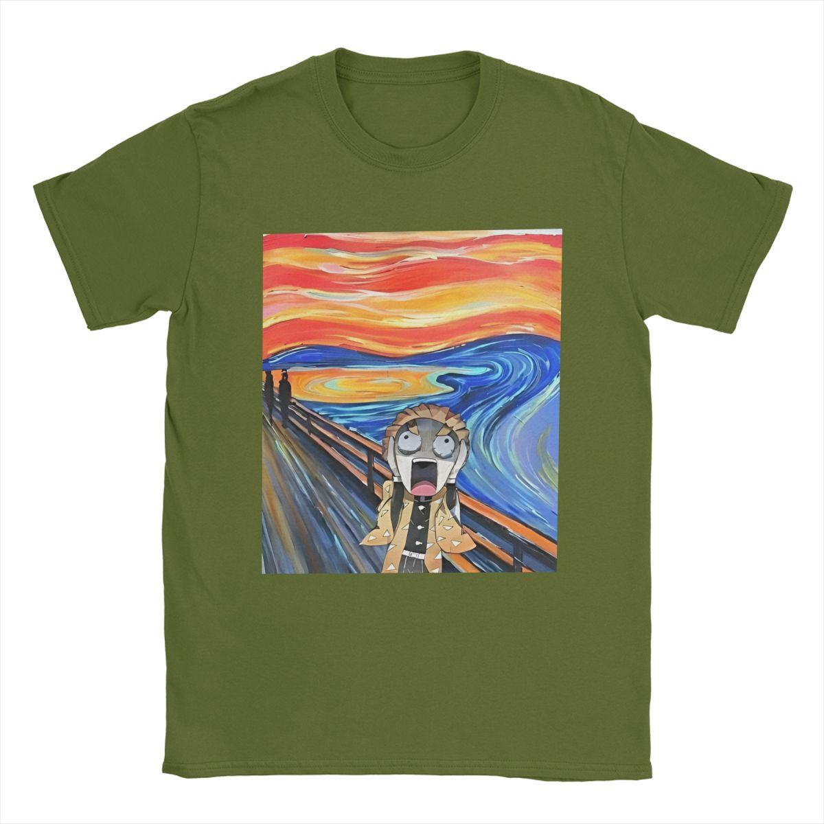 

Demoned Slayered Zenitsu Agatsuma Scream Men s T Shirts Vintage Tee Shirt Short Sleeve Crewneck T-Shirts Cotton Plus Size Tops 4XL