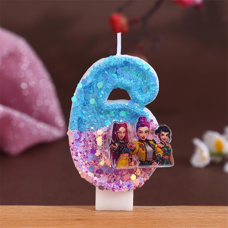 Nová Kpop Anime Démoni Lovci Téma 3D Digitální Svíčka Ozdoba na Narozeninový Dort Číslo 0-9 Svíčka Dětská Párty Doplněk Pomůcka Dárek