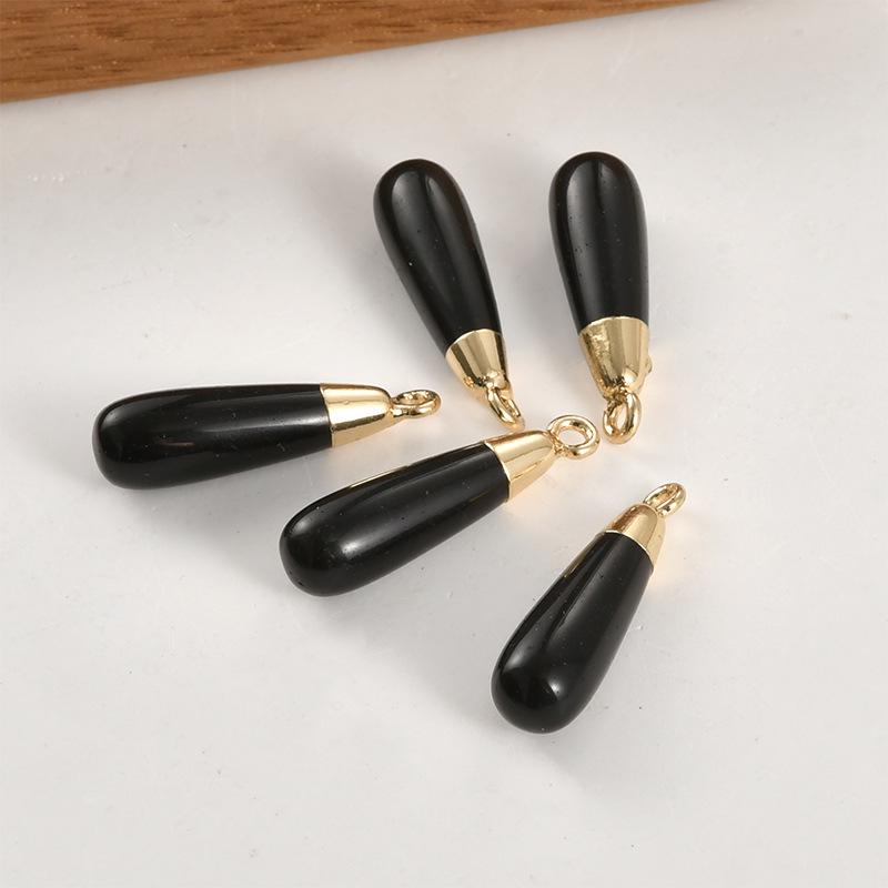 Gold-Plated Amethyst Rose Quartz Tiger's Eye Teardrop Pendant Earrings Necklace Accessory