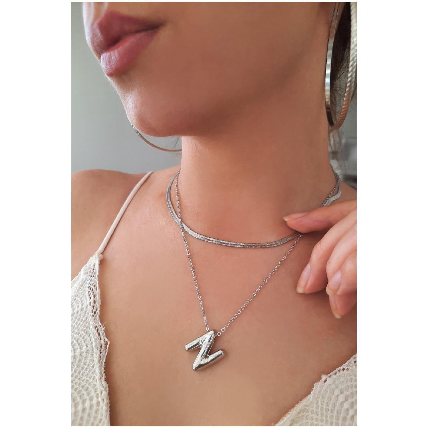 

Намисто зі сріблястою кулькою N, що не потьмяніє (тільки Letter Necklace) чистий
