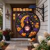 Halloween Wall Light Outdoor Round Decor with Pumpkin Moon Patterns for Front Door Porch Patio Decoration